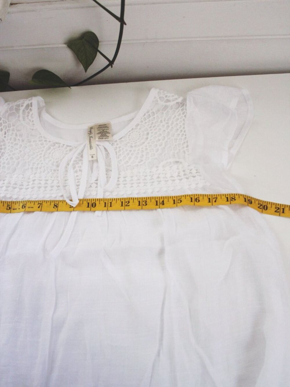 White Crochet Boho Top Flowy Tunic Dress Fairy Cottagecore Cotton Small S - Picture 4 of 7
